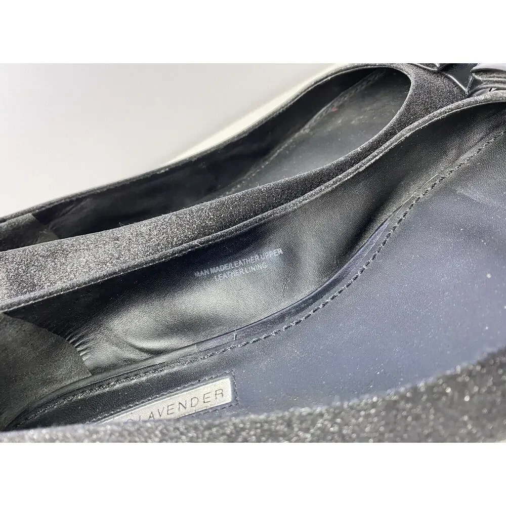 9 M Vera Wang Lavender Collection Label Black Shimmer Ballet Flats Leather